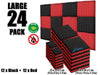 Arrowzoom Pyramid Series Acoustic Foam - Black x Red Bundle - KK1034 - Size: 24 Pieces