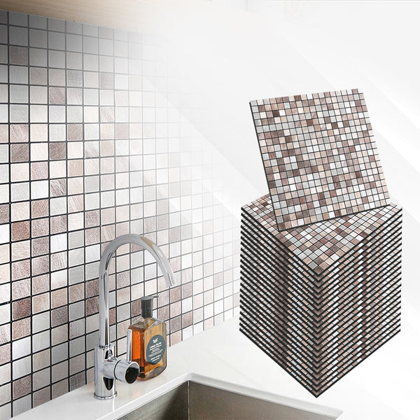 Acepunch Bronze Mosaic Adhesive Peel and Stick Aluminum Metal Tile Backsplash - AP1338