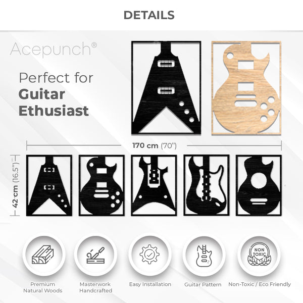 Acepunch Guitar Wood Wall Art Decor AP1327