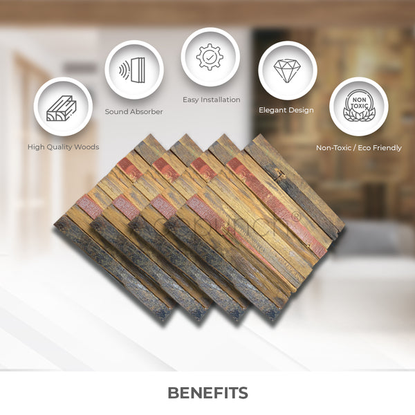 Acepunch Authentic Fine Solid Old Weathered Distressed Style Wood Wall Art Panel 30 x 30cm (12 x 12in) AP1236