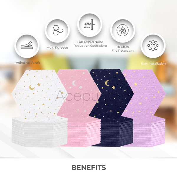 Acepunch Hexagon Felt Sound Absorbing Wall Panel - Starry Art - AP1231