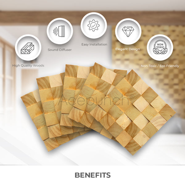 Acepunch Genuine 3D Geometric Style Wooden Wall Art Panel 30 x 30cm (12 x 12in) AP1234