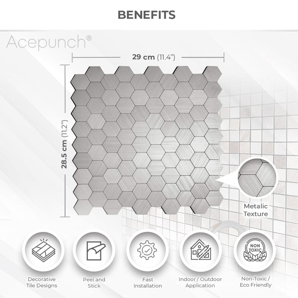 Acepunch Iron Hive Adhesive Peel and Stick Aluminum Metal Tile Backsplash - AP1342