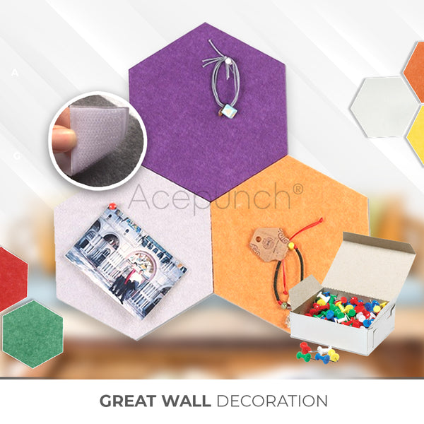 Acepunch Adhesive Velcro Mix And Match Hexagon Felt Wall Panel AP1224