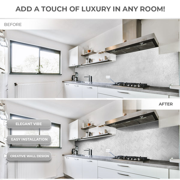 Acepunch W-Mosaic White Plank Adhesive Peel and Stick PVC Tile Backsplash - AP1347