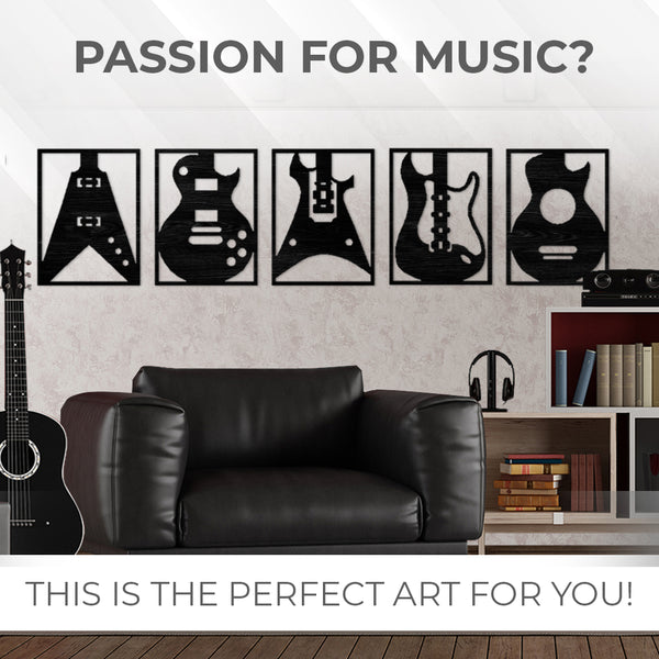 Acepunch Guitar Wood Wall Art Decor AP1327