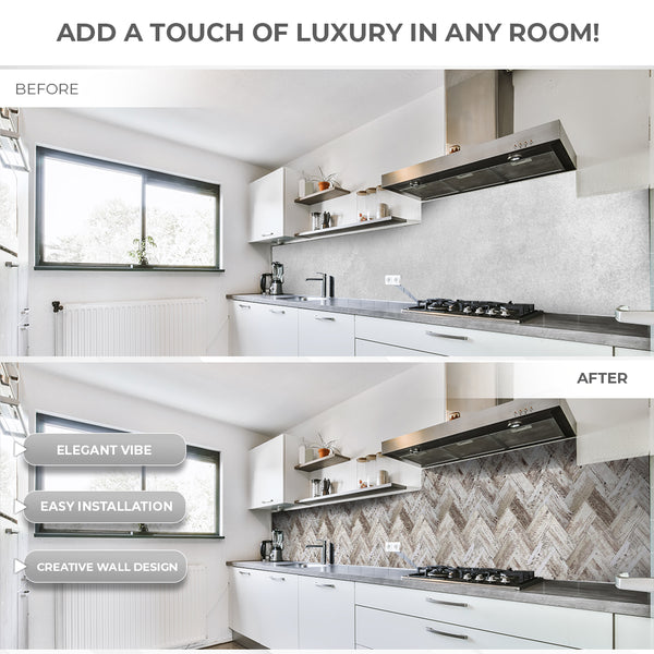 Acepunch M-Mosaic Old Wood Adhesive Peel and Stick PVC Tile Backsplash - AP1346