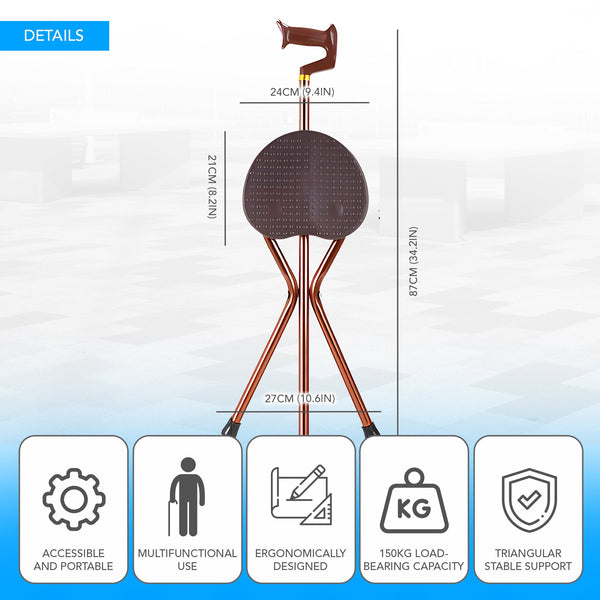 Walking Aid Multifunctional and Adjustable Folding Cane Seat - MO30010