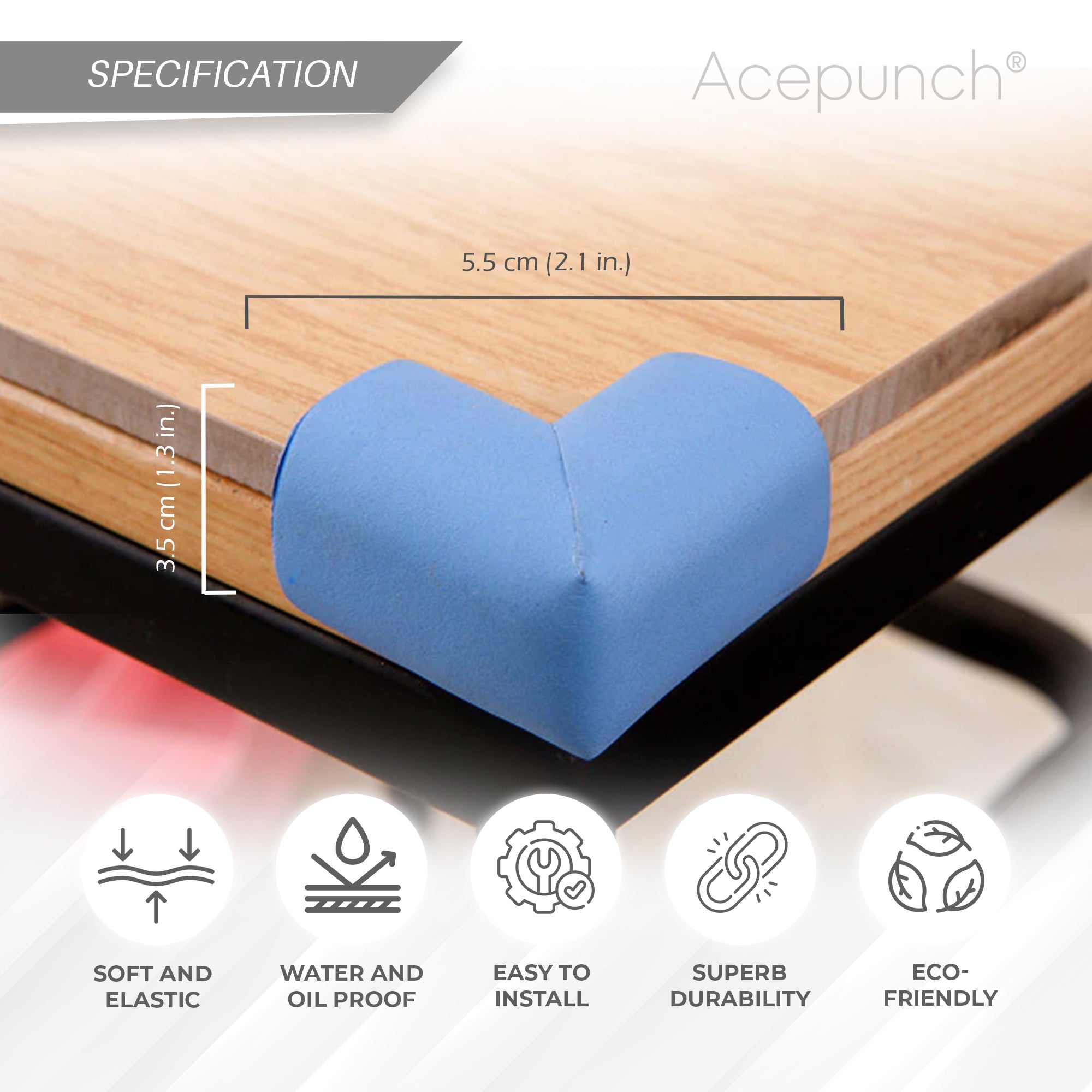 Acepunch 3Pcs L Shape Anti-collision Corner Cover/Protector - AP1365