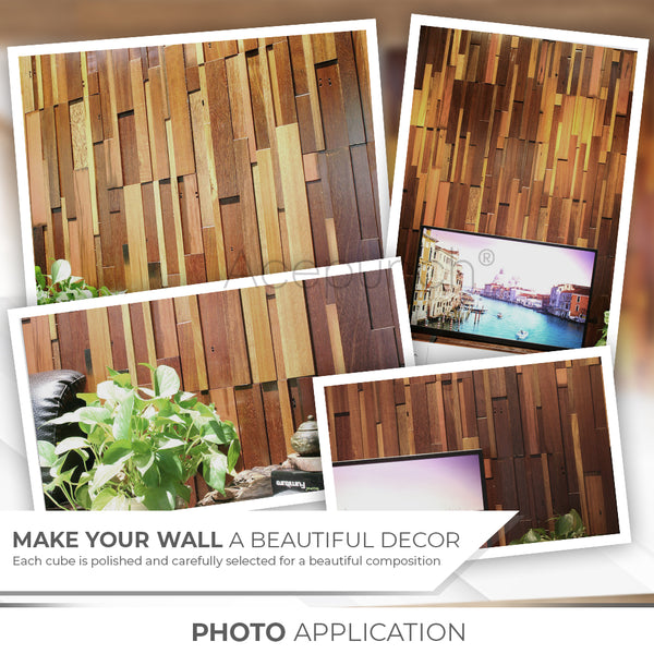 Acepunch 3D Accent Deluxe Nordic Solid Wood Mosaic Wall Art Panel 30 x 30cm (12 x 12in) AP1238