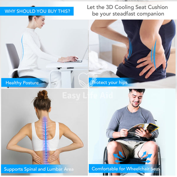 Advanced 3D Ergonomic Cooling Gel Seat Cushion for Enhanced Comfort - MO30008