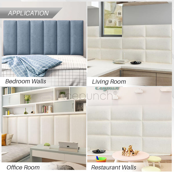 Acepunch Luxury Leather Fabric Cotton Wall Anti Collision Headboard - AP1366
