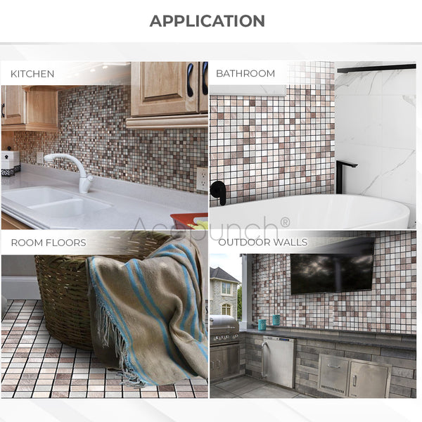 Acepunch Bronze Mosaic Adhesive Peel and Stick Aluminum Metal Tile Backsplash - AP1338