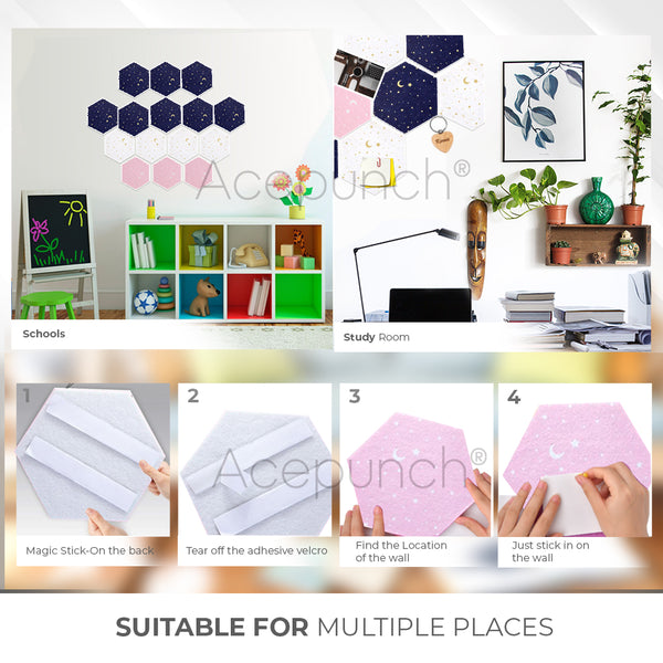 Acepunch Hexagon Felt Sound Absorbing Wall Panel - Starry Art - AP1231