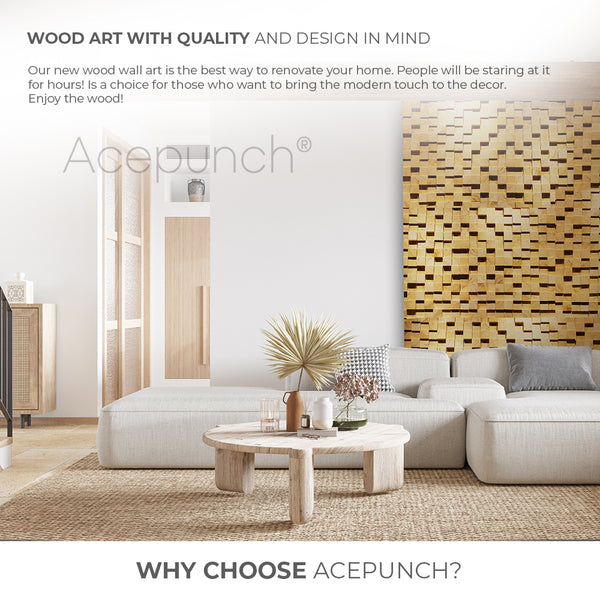 Acepunch Artistic 3D Mosaic Premium Wood Wall Art Panel  30 x 30cm (12 x 12in) AP1254