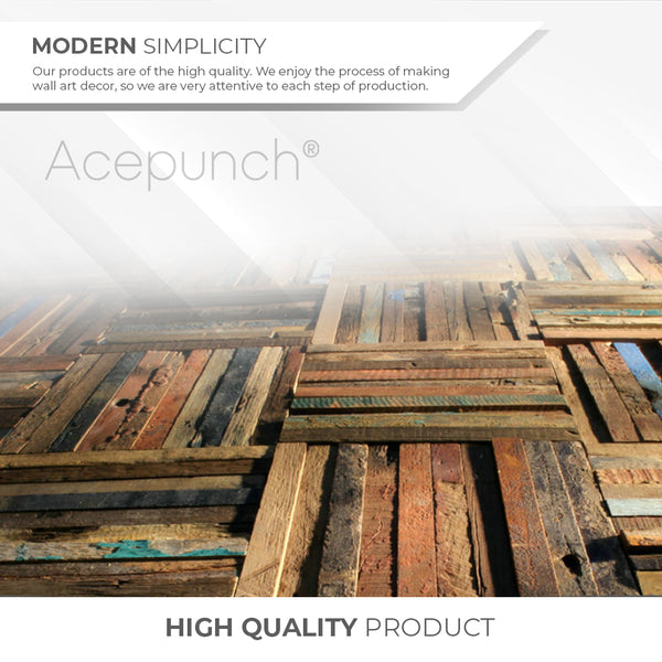 Acepunch Authentic Fine Solid Old Weathered Distressed Style Wood Wall Art Panel 30 x 30cm (12 x 12in) AP1236