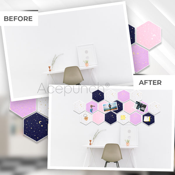 Acepunch Hexagon Felt Sound Absorbing Wall Panel - Starry Art - AP1231