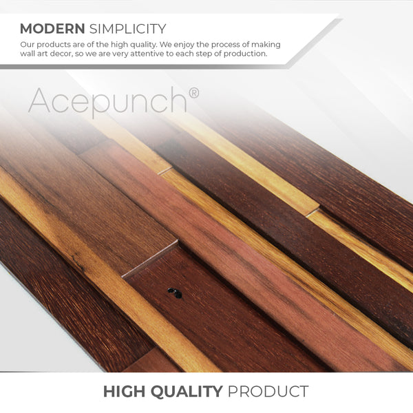 Acepunch 3D Accent Deluxe Nordic Solid Wood Mosaic Wall Art Panel 30 x 30cm (12 x 12in) AP1238