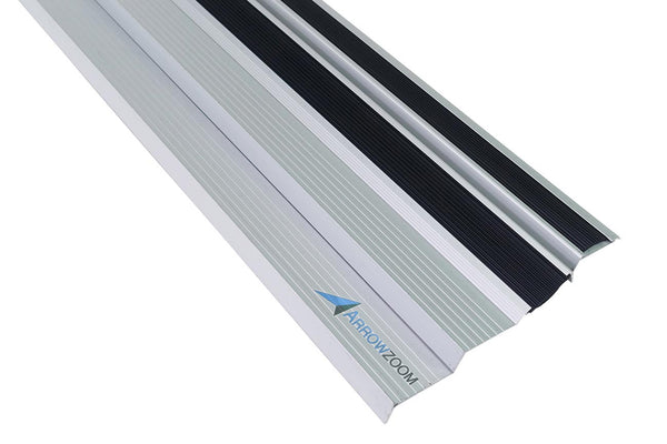 Acepunch 2 Pcs Anti-Slip Aluminum Stair Nosing Rubberized Staircase Strip Insert Anodized Stair Treads Edging Trim Profile Edge Nosing KK1180