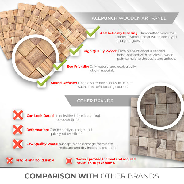 Acepunch Trendy Lumber Yellow  Mosaic Wall Decoration 30 x 30cm (12 x 12in)-AP1364