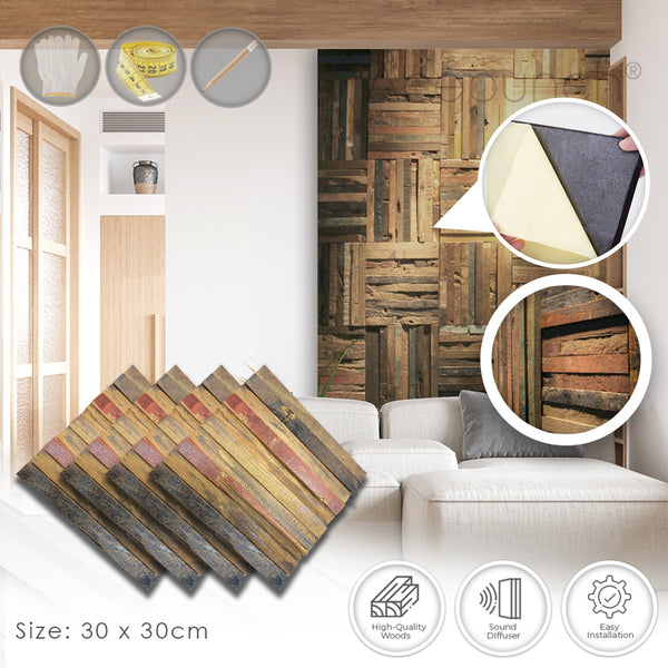 Acepunch Authentic Fine Solid Old Weathered Distressed Style Wood Wall Art Panel 30 x 30cm (12 x 12in) AP1236