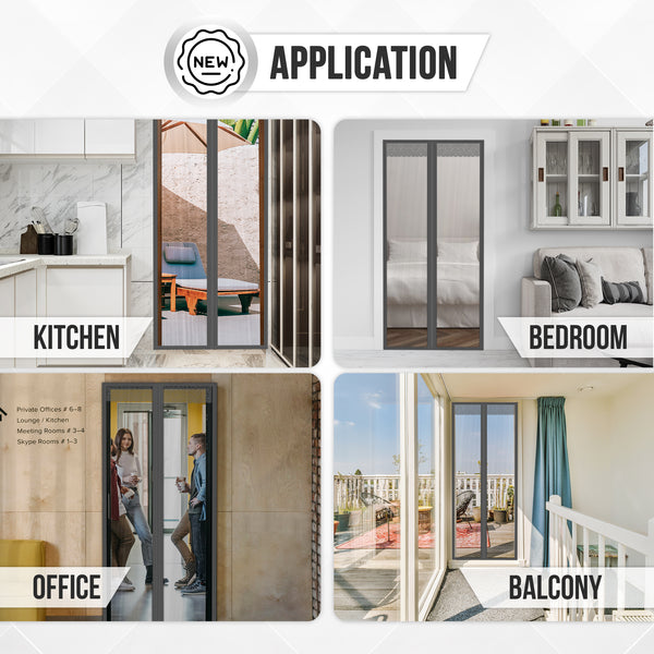 Acepunch Easy DIY Magnetic Indoor/Outdoor PVC Strip Transparent Curtain Screen Door Grey KK1326