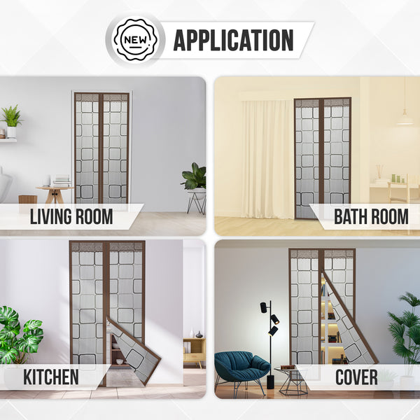 Acepunch Easy DIY Magnetic Indoor/Outdoor PVC Strip Non-Transparent Curtain Screen  Door  Brown KK1326