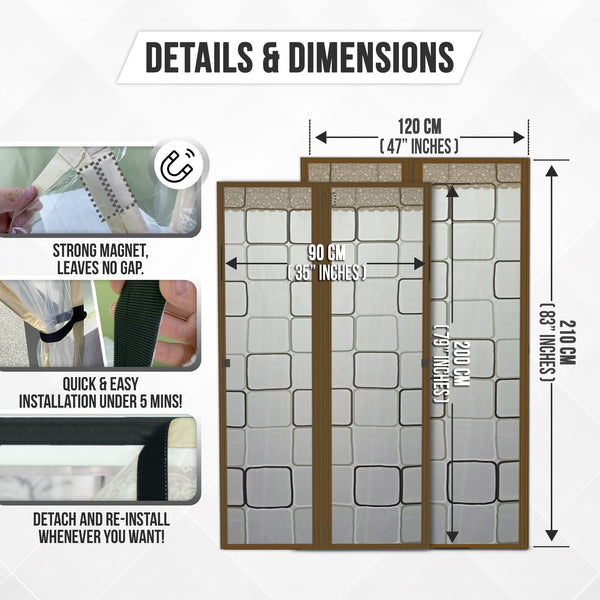 Acepunch Easy DIY Magnetic Indoor/Outdoor PVC Strip Non-Transparent Curtain Screen  Door  Brown KK1326