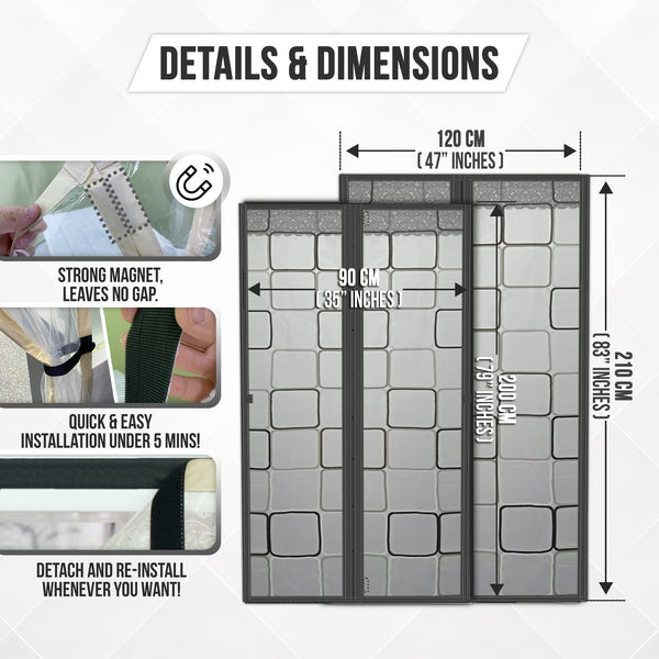 Acepunch Easy DIY Magnetic Indoor/Outdoor PVC Strip Non-Transparent Curtain Screen  Door  Grey  KK1326