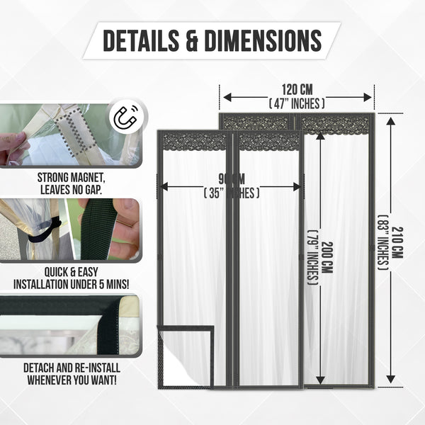 Acepunch Easy DIY Magnetic Indoor/Outdoor PVC Strip Transparent Curtain Screen Door Grey KK1326