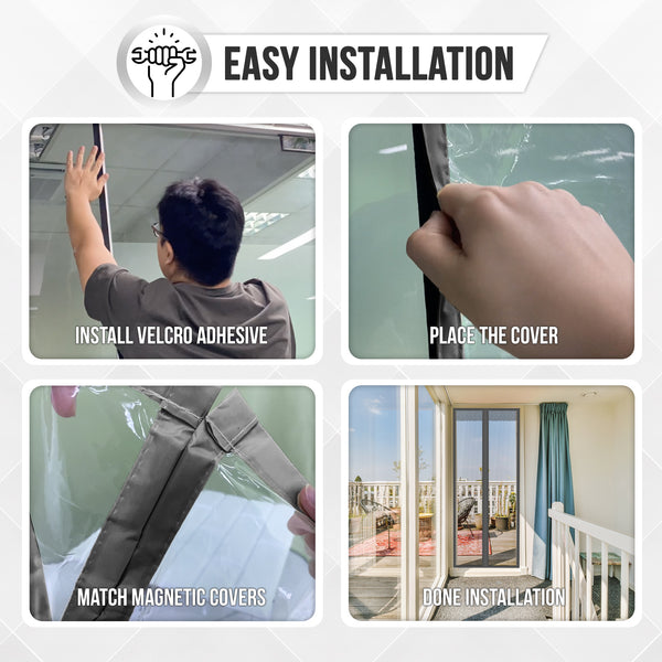 Acepunch Easy DIY Magnetic Indoor/Outdoor PVC Strip Transparent Curtain Screen Door Grey KK1326