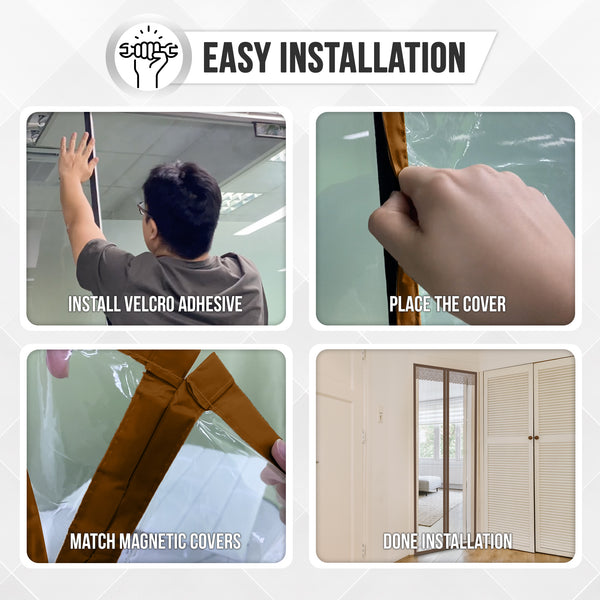 Acepunch Easy DIY Magnetic Indoor/Outdoor PVC Strip Transparent Curtain Screen Door Brown KK1326