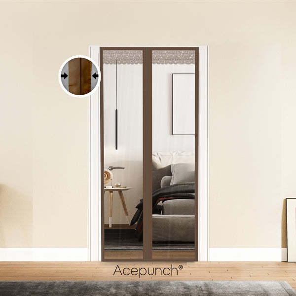 Acepunch Easy DIY Magnetic Indoor/Outdoor PVC Strip Transparent Curtain Screen Door Brown KK1326