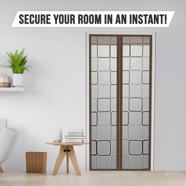 Acepunch Easy DIY Magnetic Indoor/Outdoor PVC Strip Non-Transparent Curtain Screen  Door  Brown KK1326