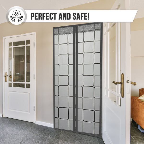 Acepunch Easy DIY Magnetic Indoor/Outdoor PVC Strip Non-Transparent Curtain Screen  Door  Grey  KK1326