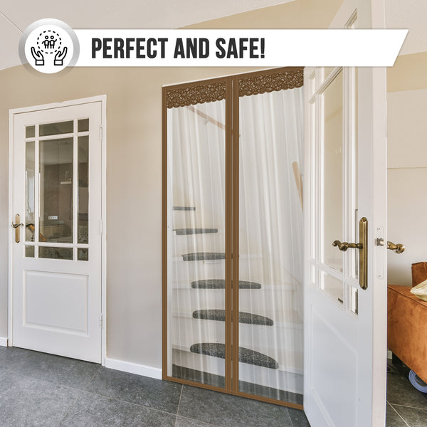 Acepunch Easy DIY Magnetic Indoor/Outdoor PVC Strip Transparent Curtain Screen Door Brown KK1326