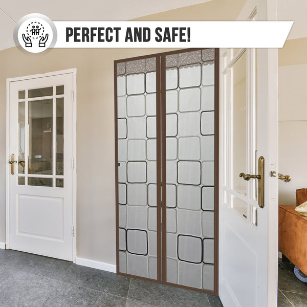 Acepunch Easy DIY Magnetic Indoor/Outdoor PVC Strip Non-Transparent Curtain Screen  Door  Brown KK1326