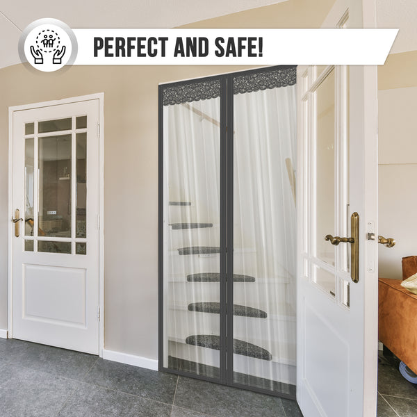 Acepunch Easy DIY Magnetic Indoor/Outdoor PVC Strip Transparent Curtain Screen Door Grey KK1326