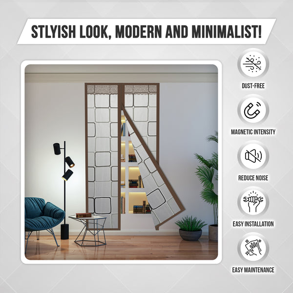 Acepunch Easy DIY Magnetic Indoor/Outdoor PVC Strip Non-Transparent Curtain Screen  Door  Brown KK1326