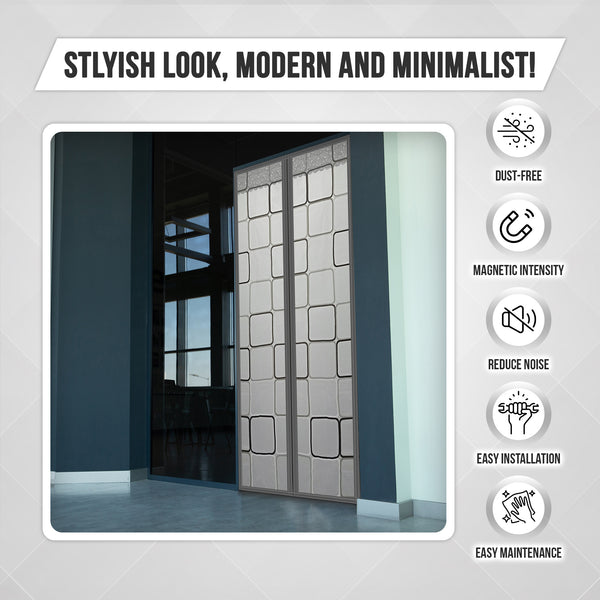 Acepunch Easy DIY Magnetic Indoor/Outdoor PVC Strip Non-Transparent Curtain Screen  Door  Grey  KK1326