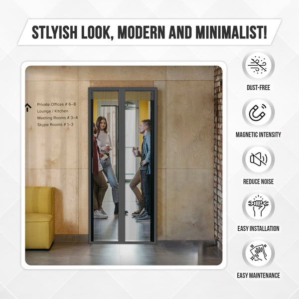 Acepunch Easy DIY Magnetic Indoor/Outdoor PVC Strip Transparent Curtain Screen Door Grey KK1326