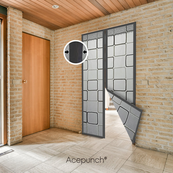 Acepunch Easy DIY Magnetic Indoor/Outdoor PVC Strip Non-Transparent Curtain Screen  Door  Grey  KK1326