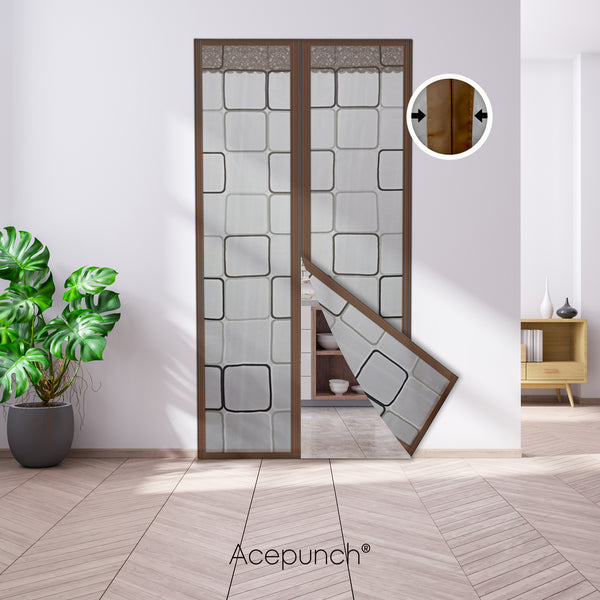 Acepunch Easy DIY Magnetic Indoor/Outdoor PVC Strip Non-Transparent Curtain Screen  Door  Brown KK1326