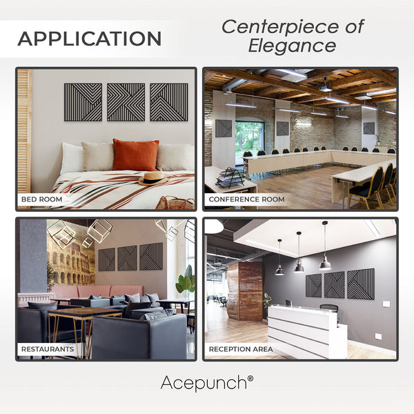 Acepunch Asymmetrical Lines Wood Wall Art Decor AP1288