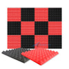 Arrowzoom Pyramid Series Acoustic Foam - Black x Red Bundle - KK1034 - Size: 12 Pieces - 50 x 50 x 5 cm