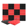 Arrowzoom Pyramid Series Acoustic Foam - Black x Red Bundle - KK1034 - Size: 12 Pieces - 25 x 25 x 5 cm