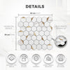 Acepunch Hexagon Peel and Stick Grey Marble Stone Aluminum Tile Backsplash AP1348