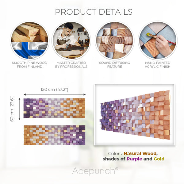 Acepunch 3D Multi-Color Geometric Wood Art Blueberry Toast AP1304