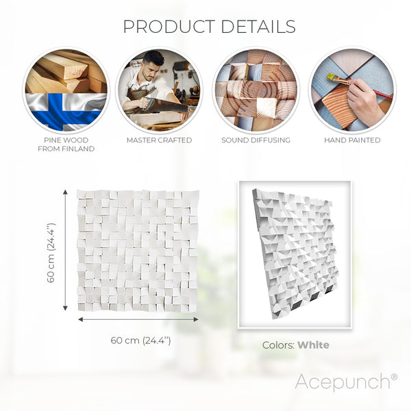 Acepunch 3D Multi-Color Geometric Wood Art Blanca AP1298