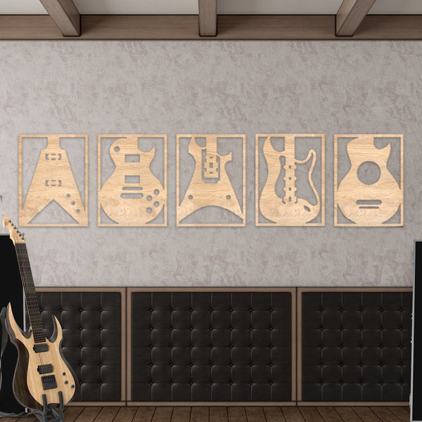 Acepunch Guitar Wood Wall Art Decor AP1327